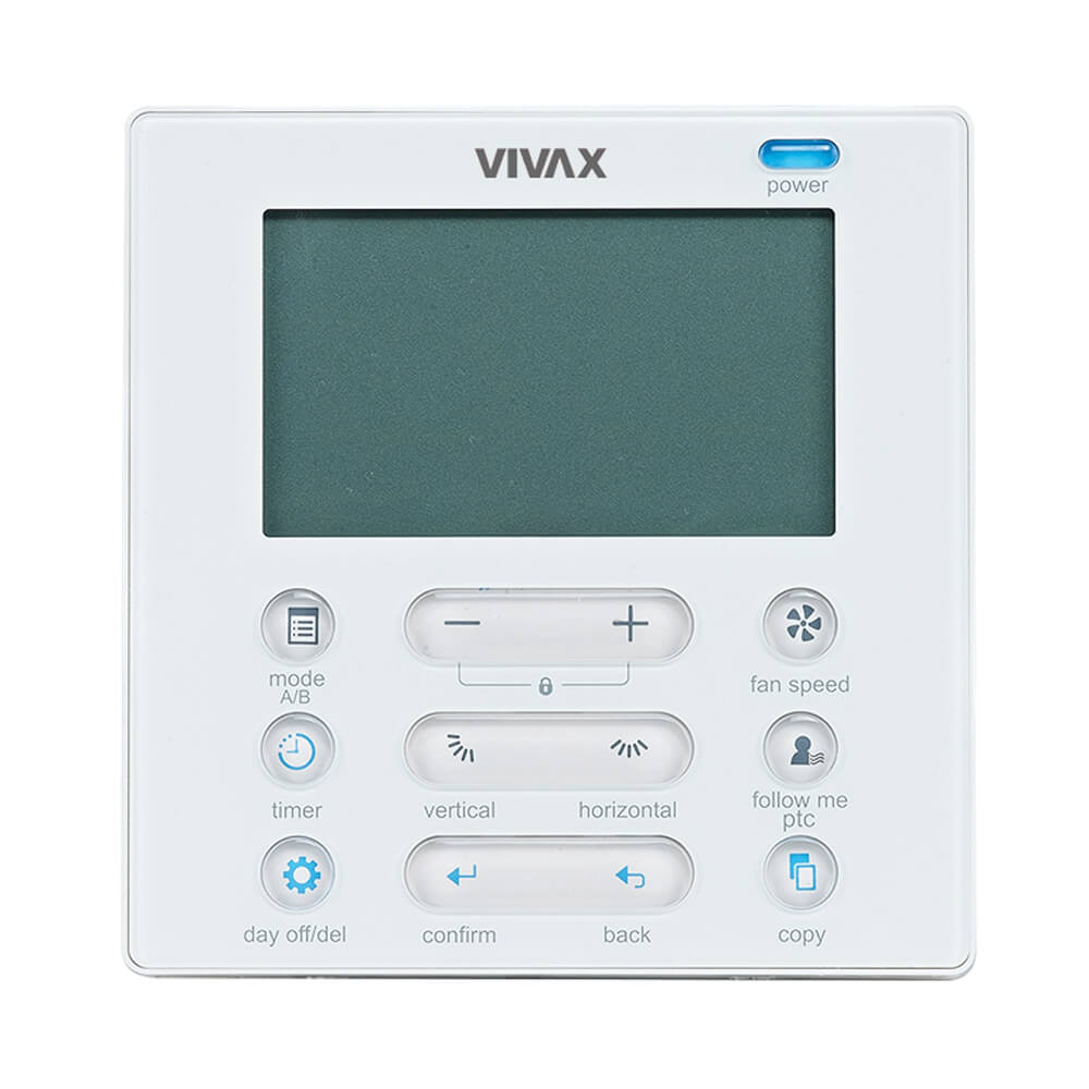 Telecomanda Vivax KJR-120C, de perete, wired (cu fir), 4 fire, compatibilitate Caseta, Duct, Convertibil, display LCD