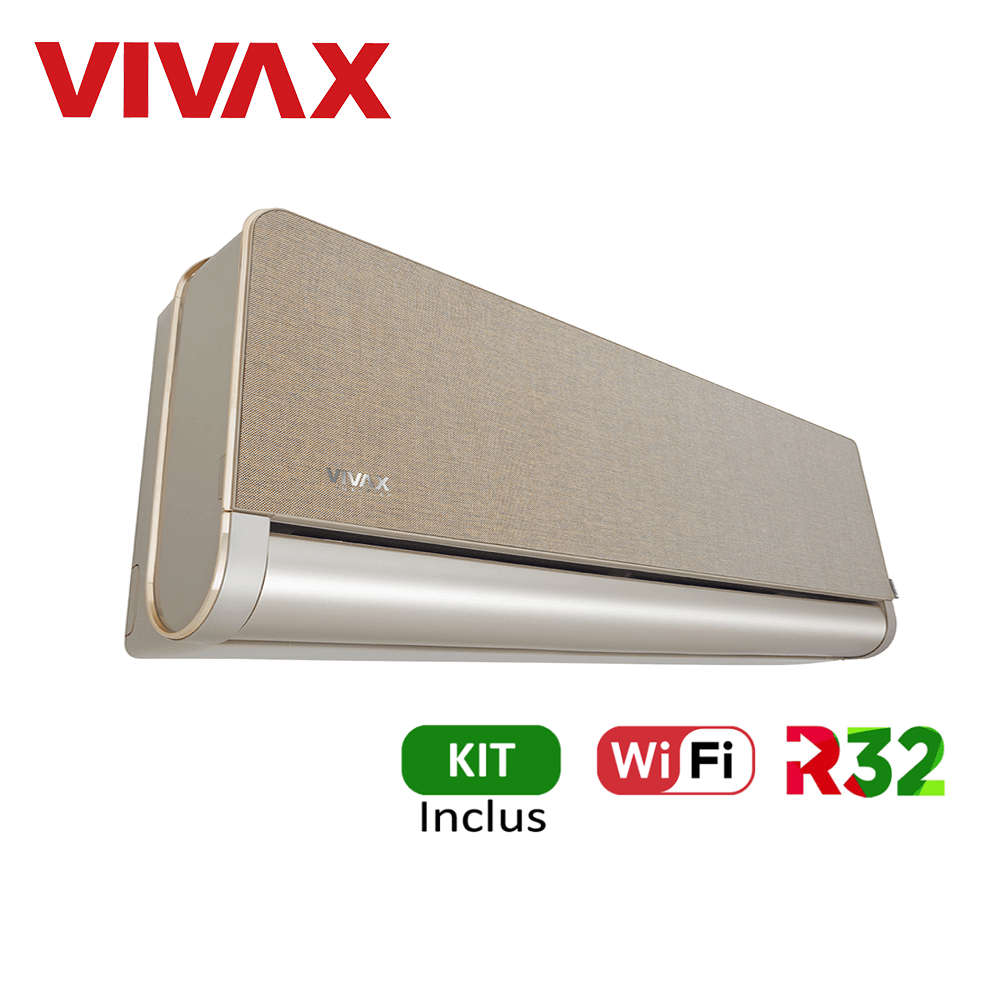 Aer conditionat Vivax H+Design 9000 BTU - WiFi, Kit inclus, Gold