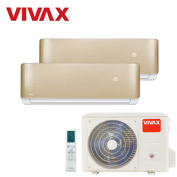 Aer conditionat multisplit Vivax 18000 BTU, 2 unitati R-design, 9+12 BTU, Gold