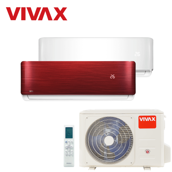 Aer conditionat multisplit Vivax 18000 BTU, 2 unitati R-design, 9+12 BTU, White/Red