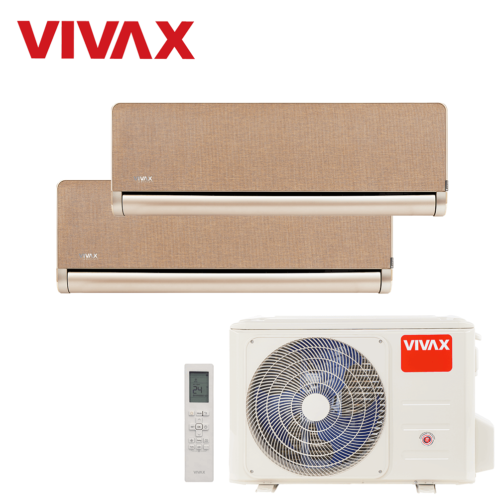 Aer conditionat multisplit Vivax 18000 BTU, 2 unitati H-design, 12+12 BTU, Gold