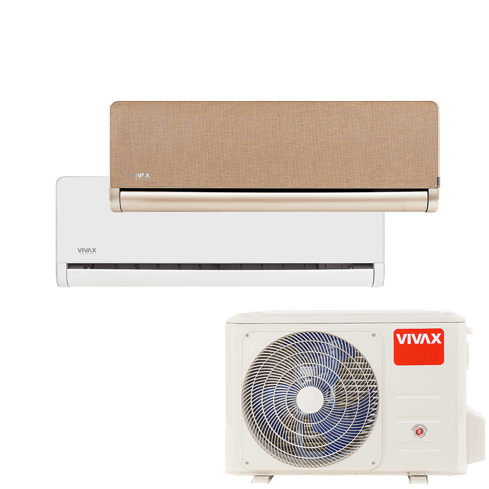 Aer conditionat multisplit Vivax 18000 BTU, 2 unitati H-design, 9+12 BTU, White/Gold