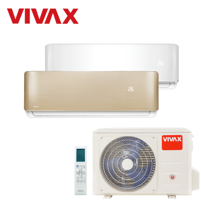 Aer conditionat multisplit Vivax 18000 BTU, 2 unitati R-design, 9+12 BTU, White/Gold