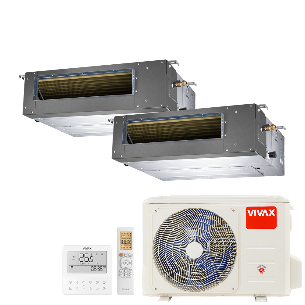 Aer conditionat multisplit Vivax 18000 BTU - 2 unitati Duct de tavan, 12+12 BTU