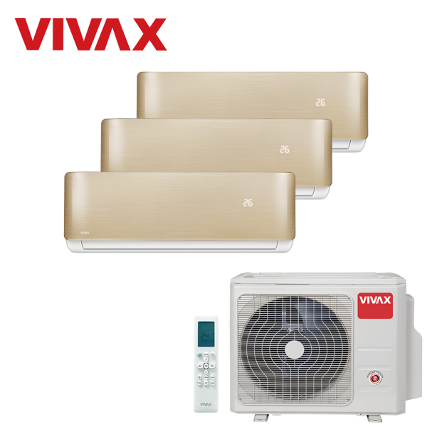 Aer conditionat multisplit Vivax 21000 BTU, 3 unitati R-design, 9+9+9 BTU, Gold