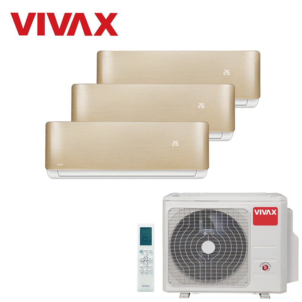Aer conditionat multisplit Vivax 21000 BTU, 3 unitati R-design, 9+9+12 BTU, Gold