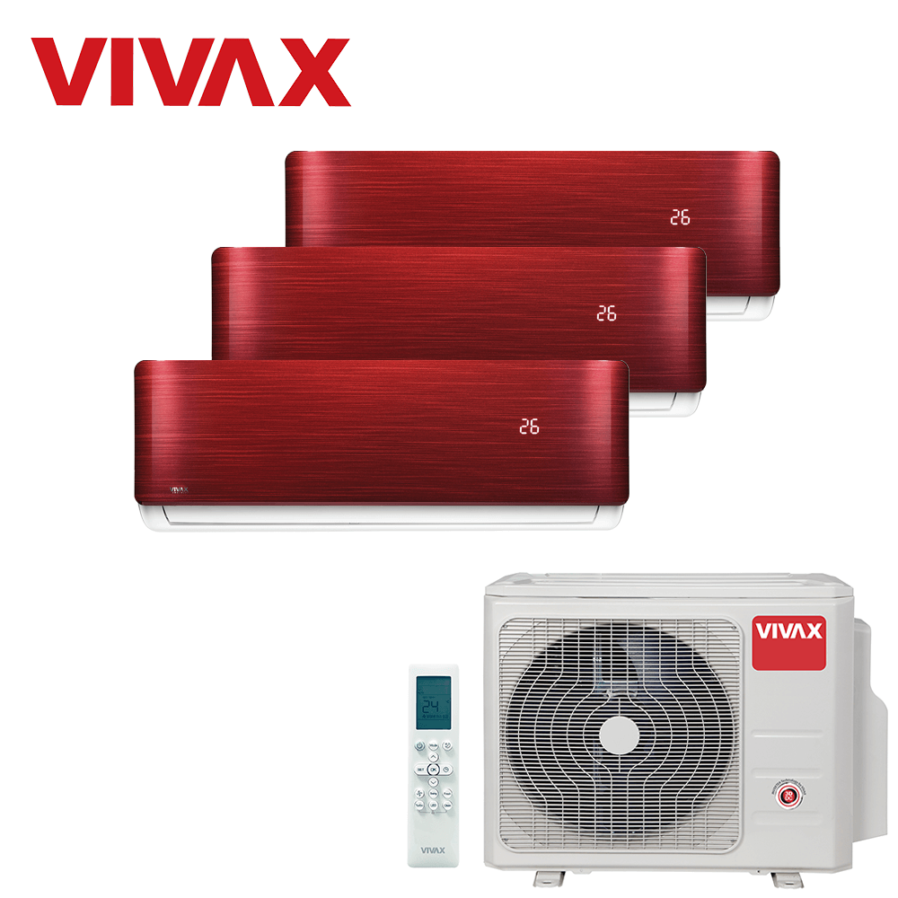 Aer conditionat multisplit Vivax 21000 BTU, 3 unitati R-design, 12+12+12 BTU, Red