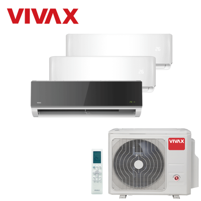 Aer conditionat multisplit Vivax 21000 BTU, 3 unitati R-design, 9+9+12 BTU, White/Silver Mirror