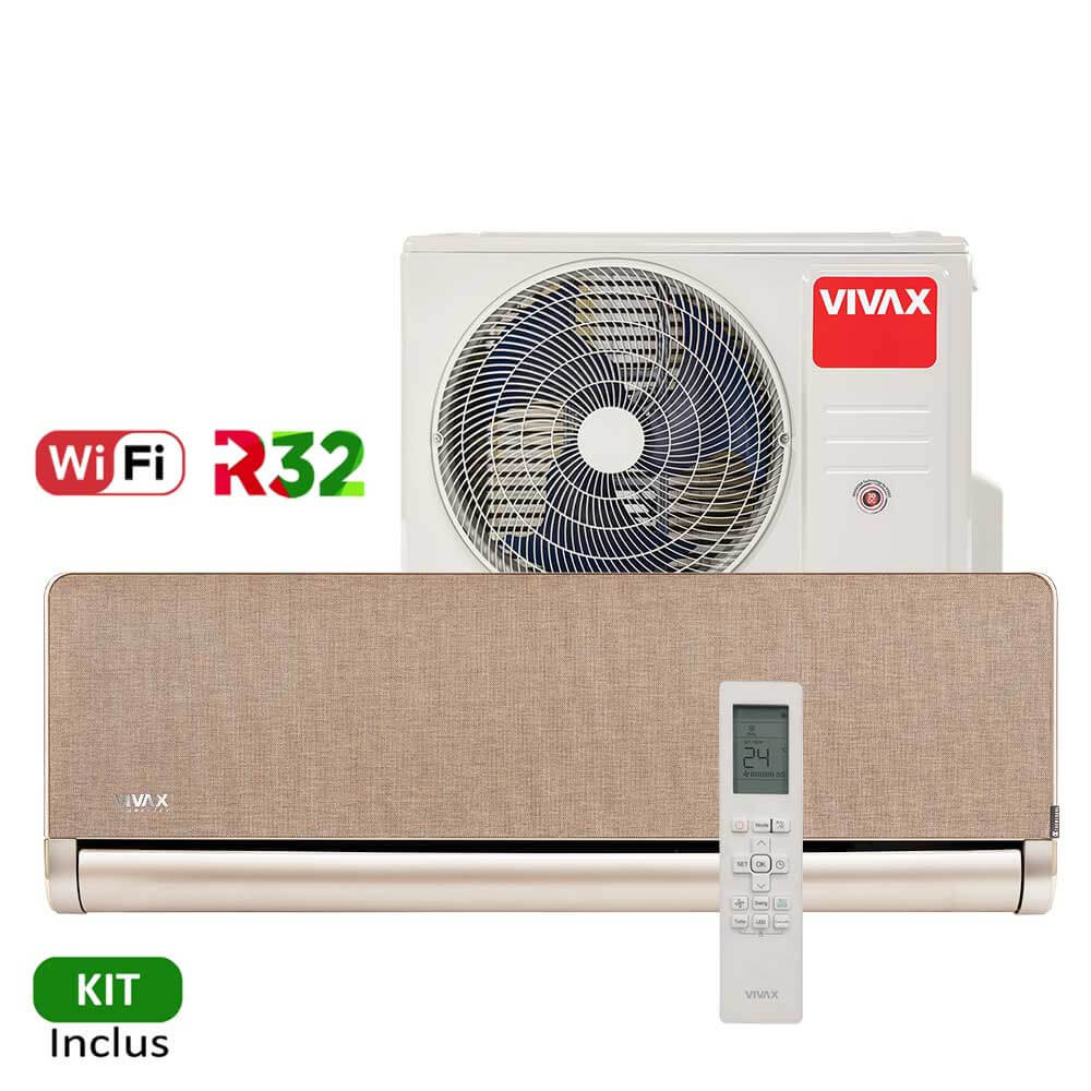 Aer conditionat Vivax H+Design 9000 BTU - WiFi, Kit inclus, Gold