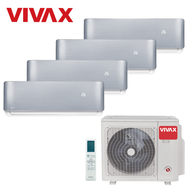 Aer conditionat multisplit Vivax 28000 BTU, 4 unitati R-design, 9+9+12+12 BTU, Silver