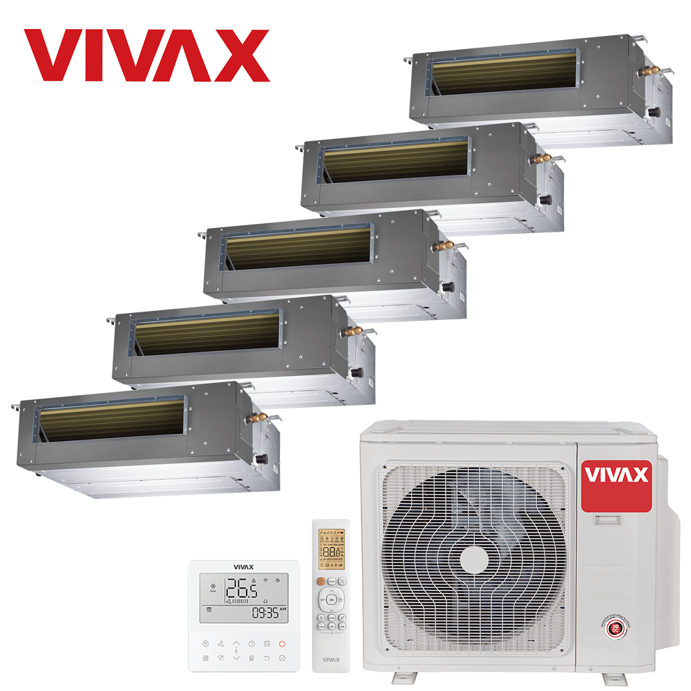 Aer conditionat multisplit Vivax 42000 BTU - 5 unitati Duct de tubulatura, 12+12+12+12+12 BTU
