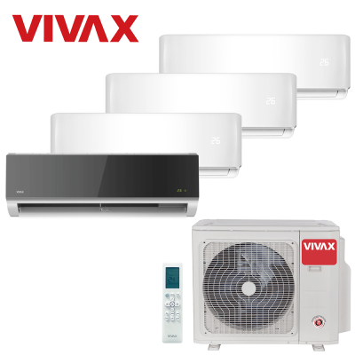 Aer conditionat multisplit Vivax 36000 BTU, 4 unitati R-design, 9+9+9+12 BTU, White/Silver Mirror