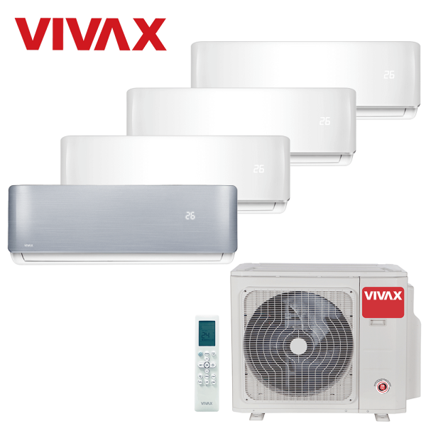 Aer conditionat multisplit Vivax 36000 BTU, 4 unitati R-design, 9+9+9+12 BTU, White/Silver