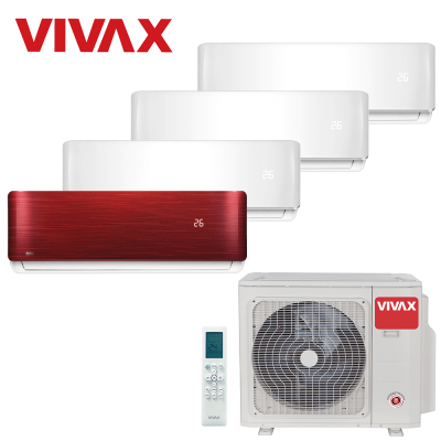 Aer conditionat multisplit Vivax 36000 BTU, 4 unitati R-design, 9+9+9+12 BTU, White/Red