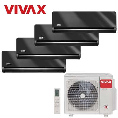Aer conditionat multisplit Vivax 36000 BTU, 4 unitati H-design, 9+9+9+12 BTU, Gray Mirror