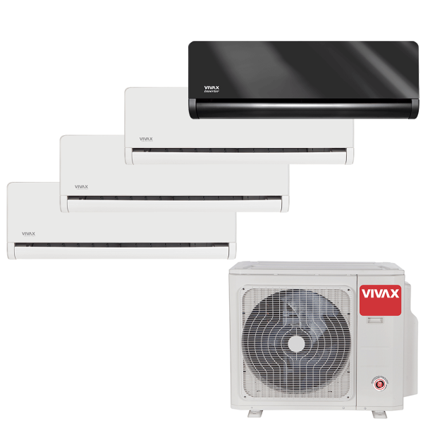 Aer conditionat multisplit Vivax 36000 BTU, 4 unitati H-design, 9+9+9+12 BTU, White/Gray Mirror