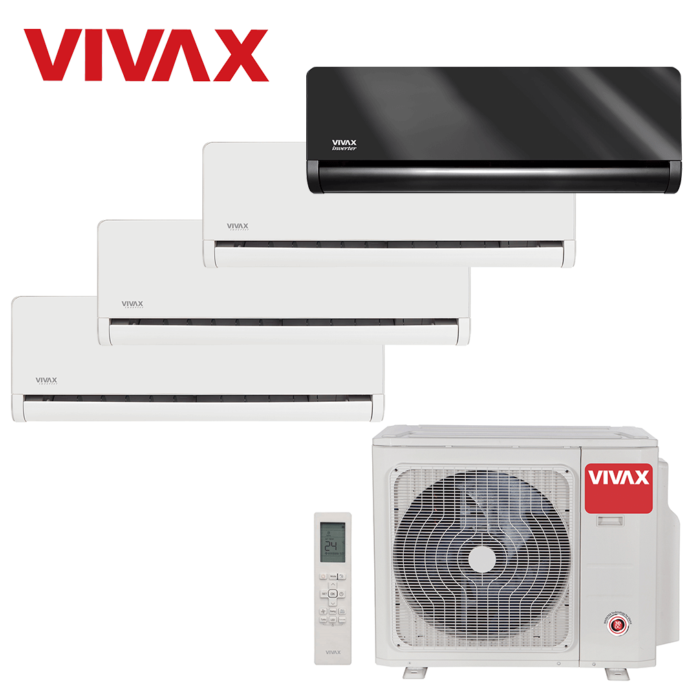 Aer conditionat multisplit Vivax 36000 BTU, 4 unitati H-design, 9+9+9+12 BTU, White/Gray Mirror
