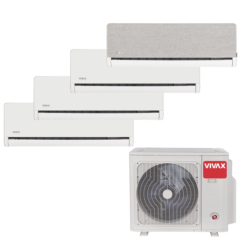 Aer conditionat multisplit Vivax 36000 BTU, 4 unitati H-design, 9+9+9+12 BTU, White/Silver