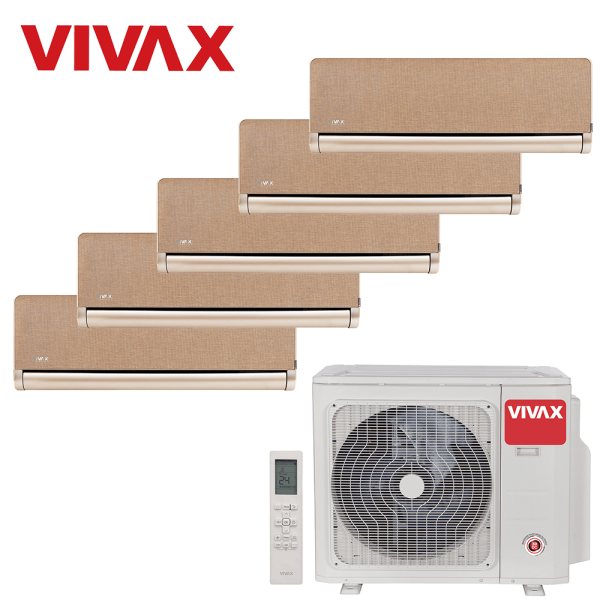 Aer conditionat multisplit Vivax 42000 BTU, 5 unitati H-design, 9+9+9+9+12 BTU, Gold
