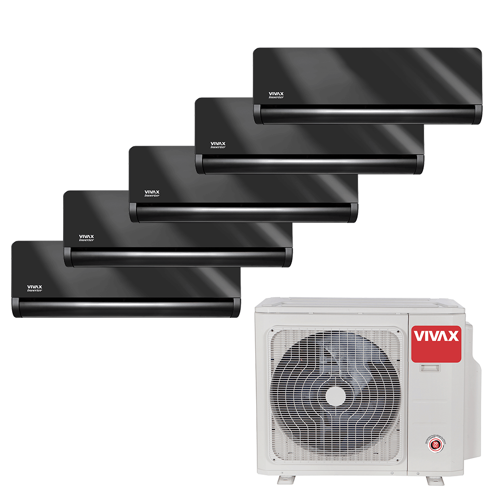 Aer conditionat multisplit Vivax 42000 BTU, 5 unitati H-design, 9+9+9+9+12 BTU, Gray Mirror
