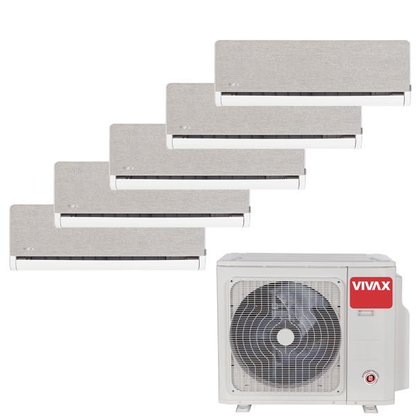 Aer conditionat multisplit Vivax 42000 BTU, 5 unitati H-design, 9+9+9+9+12 BTU, Silver
