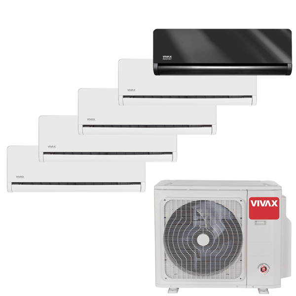 Aer conditionat multisplit Vivax 42000 BTU, 5 unitati H-design, 9+9+9+9+12 BTU, White/Gray Mirror