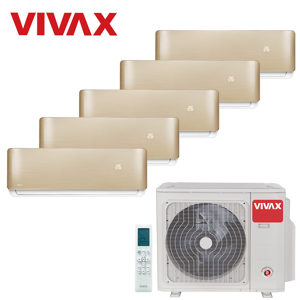 Aer conditionat multisplit Vivax 42000 BTU, 5 unitati R-design, 9+9+9+9+9 BTU, Gold