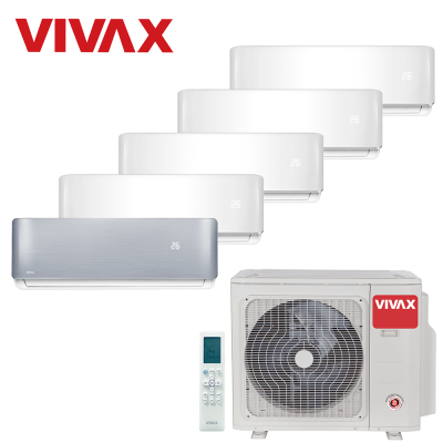 Aer conditionat multisplit Vivax 42000 BTU, 5 unitati R-design, 9+9+9+9+12 BTU, White/Silver