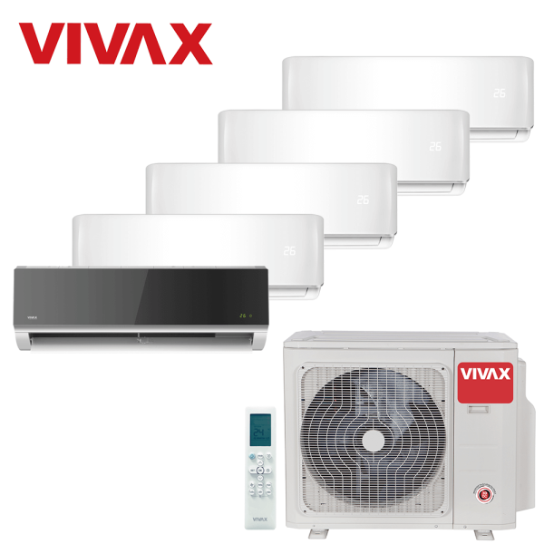 Aer conditionat multisplit Vivax 42000 BTU, 5 unitati R-design, 9+9+9+9+12 BTU, White/Silver Mirror