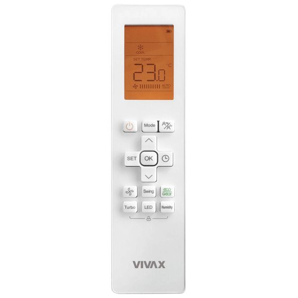 Telecomanda Vivax RG10P1, wireless (fara fir), compatibilitate aer conditionat Y-Design, display LCD, culoare alb